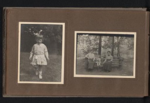 Carel van den Berg in Klarenbeek, with two aunts on a bench to the right
