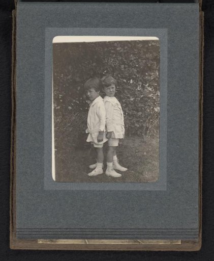 Portrait of Cay van den Berg and another boy in the garden at Blaricum