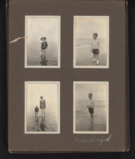 Four photographs of Carel Frederik van den Berg with Hendrik Herman and another boy in the sea, Noordwijk