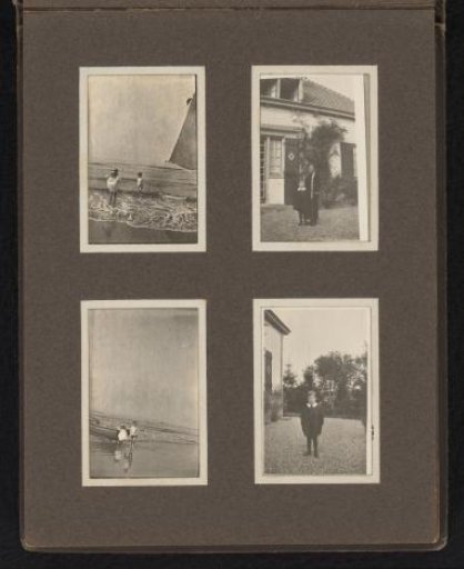 Four photographs of children at the sea and in front of a house, Zandvoort