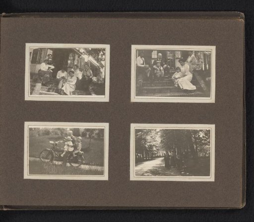 Four Photographs of the Van den Berg Family in Front of a House and on a Motorcycle