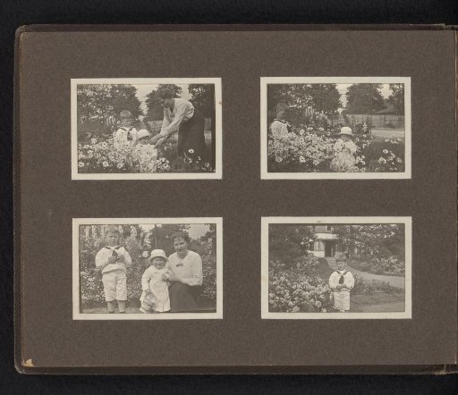 Four photos of Carel Frederik and Frank Willem van den Berg with a woman in Bergerac