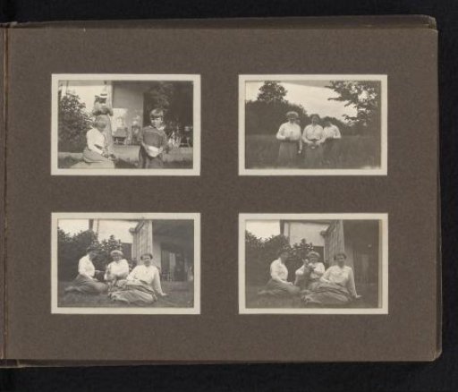 Four photographs of the Van den Berg family with others in Bergerac