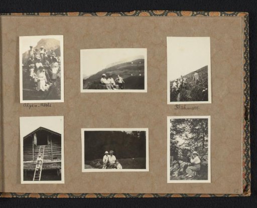 Six photos of the Van den Berg family during walks in the vicinity of Engelberg