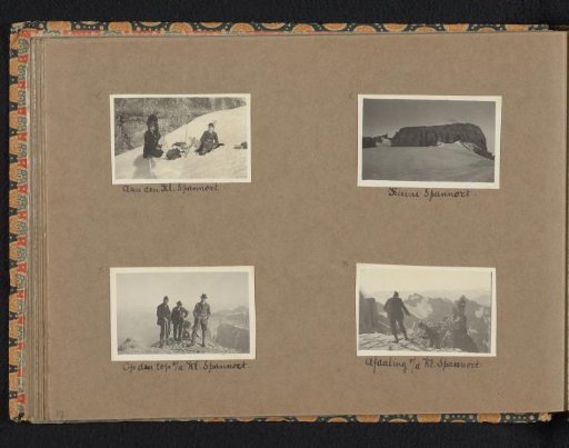 Four photographs of a group of mountaineers during the ascent of the Kleine Spannort