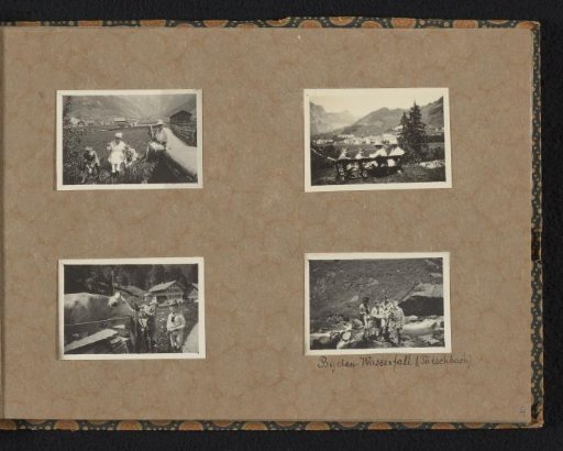 Four photographs of the Van den Berg family during walks in Switzerland