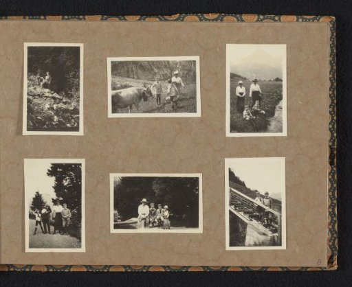 Six photos of the Van den Berg family during walks in the vicinity of Engelberg