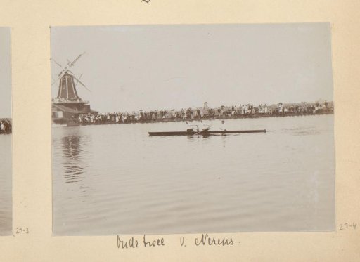 'Oude Twee' of the Amsterdam rowing club Nereus during the Varsity of 1893 in Haarlem