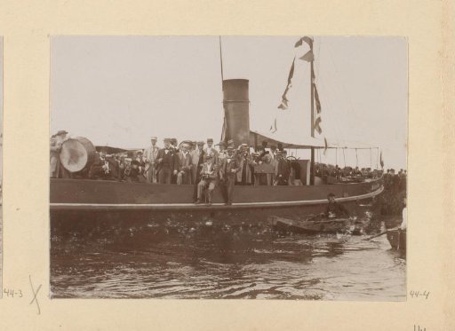 Company on decorated boats