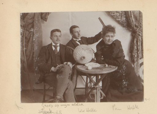 Hendrik Herman with Pauline and Lex Holle in his studio