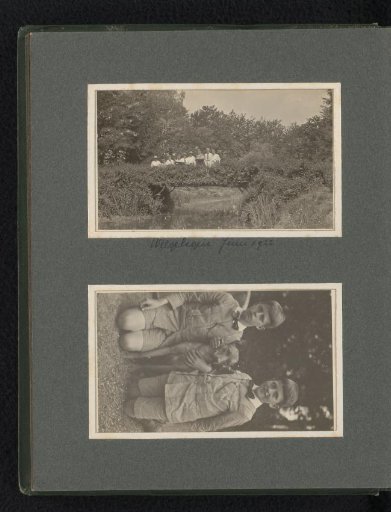 Two photographs of members of the Van den Berg family, including Cay and Frank van den Berg, at the Welgelegen estate in Driebergen