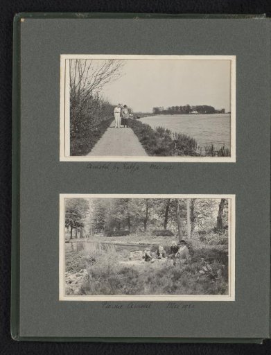 Two photos of the Van den Berg family during a picnic on the Amstel