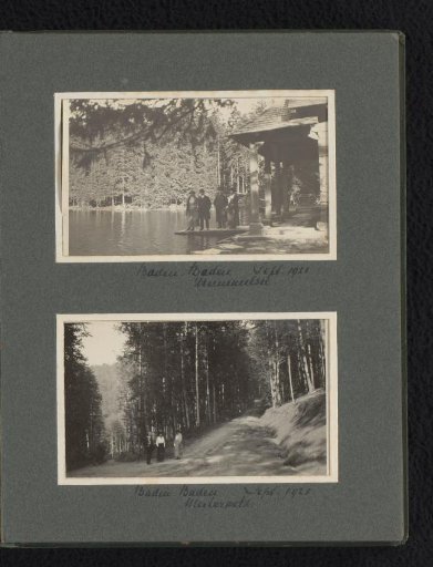 Two photographs of members of the Van den Berg family during a walk in Baden-Baden