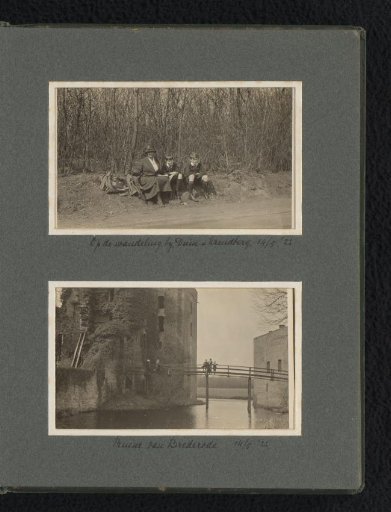 Two photographs of Caroline, Cay and Frank van den Berg during a walk on the Duin en Kruidberg estate