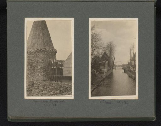 Two Photographs of Caroline, Cay and Frank on the Ruins of Brederode and a View of a Canal in Volendam