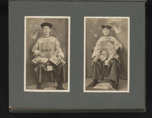 Two photographs with portraits of boys in Eastern costumes