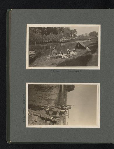 Two photographs of Caroline, Cay and Frank during a boat trip on the Amstel and 't Gein