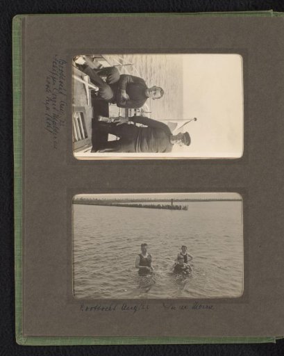 Two Photographs of a Boat Trip and Swimmers, August 1922