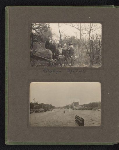 Two photographs of the Van den Berg family and a view of the Amstel