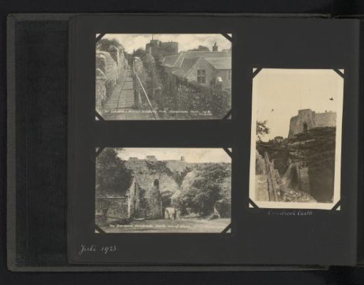 Two photomechanical postcards and a photograph of Carisbrooke Castle on the Isle of Wight