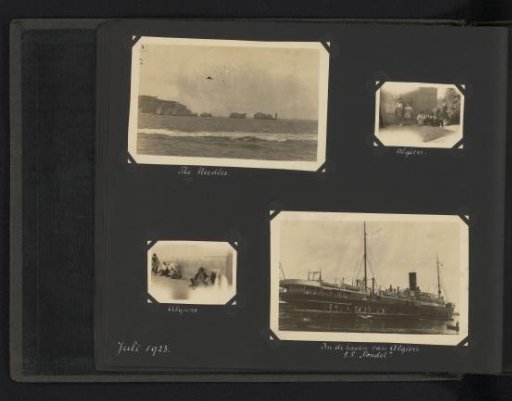 Four Photographs of the Needles near the Isle of Wight, the SS Vondel in the Port of Algiers, and Children in the Streets of Algiers