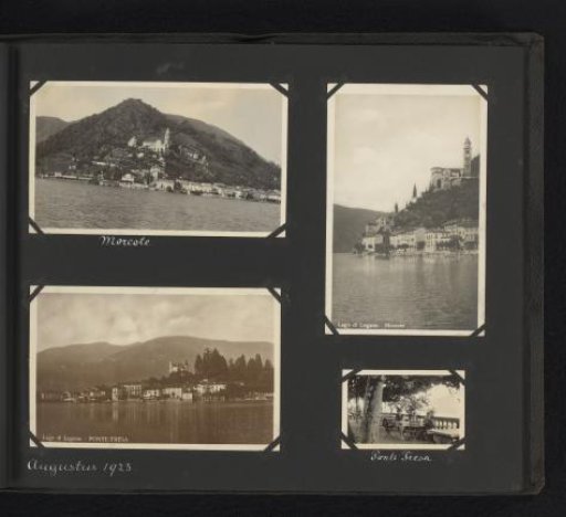 Four photographs, including two postcards, of Morcote and Lavena Ponte Tresa on Lake Lugano