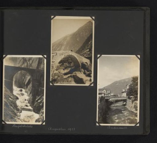 Three Photographs, Including One Postcard, of Bridges at Schöllenen and Andermatt