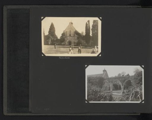 Two photographs, one a postcard, of the Beaulieu monastery ruins