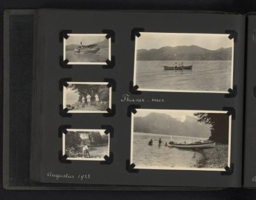 Five photographs of the Van den Berg family at Lake Thun