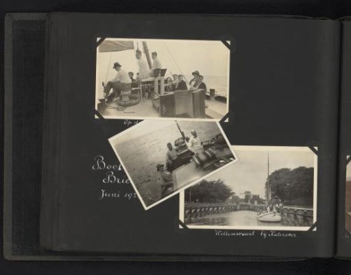 Three photographs of the Van den Berg family on a boat trip