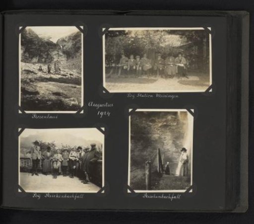 Four photographs of the Van den Berg family and other people on holiday in Switzerland