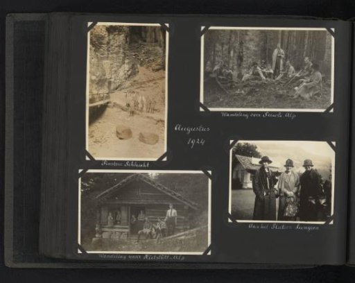 Four photographs of the Van den Berg family and other people on holiday in Switzerland