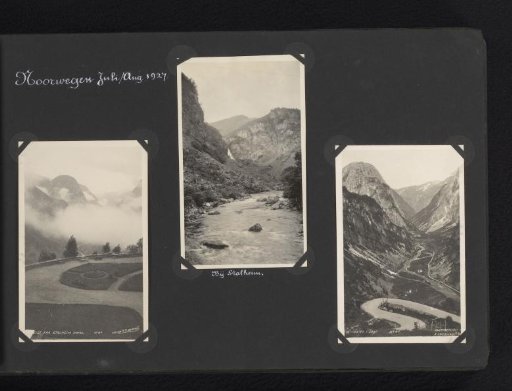 Three photographs, two of which are postcards, of the Stalheim area