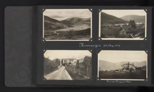 Four photographs, of which three are postcards, of Olden
