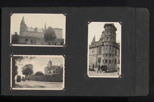 Two photographs and a photomechanical postcard of Kronborg Castle, Copenhagen