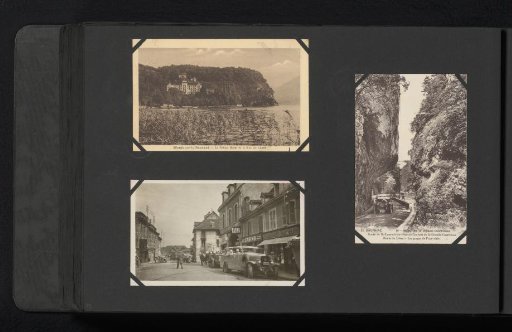 Two photomechanical postcards and a photo of Menthon-Saint-Bernard and from the Massif de la Chartreuse