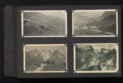 Two Photomechanical Postcards and Two Photographs of Mountains in the French Alps