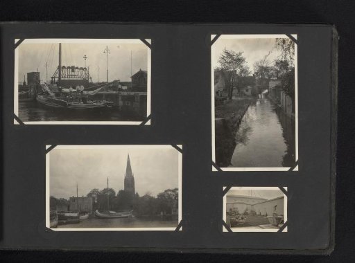 Four Photographs of Ships and a Canal in Nieuwendam