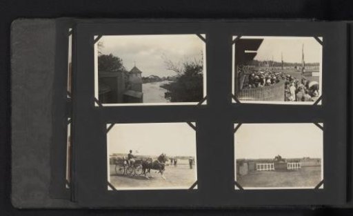 Four photographs of Nieuwendam and a horse racing track