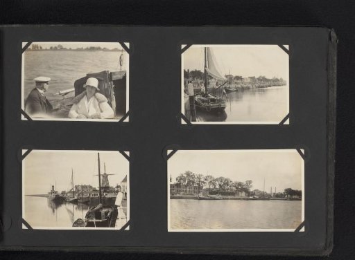 Four photographs of people on a sailboat and Dutch cities along a river