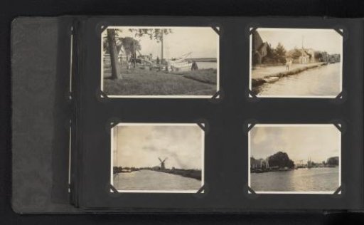 Four photographs of the sailing boat De Snits and rivers in the Netherlands
