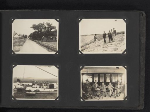 Four photographs of a group of boys on a boat trip with the sailing boat De Snits