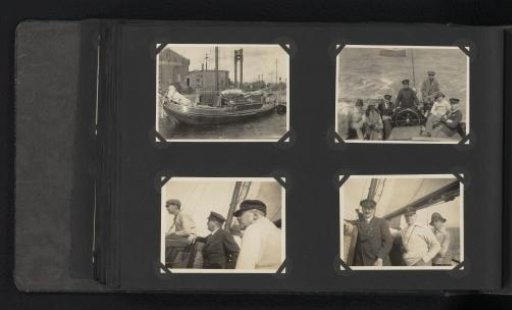 Four photographs of a boat trip on a sailing ship with Co Boelen