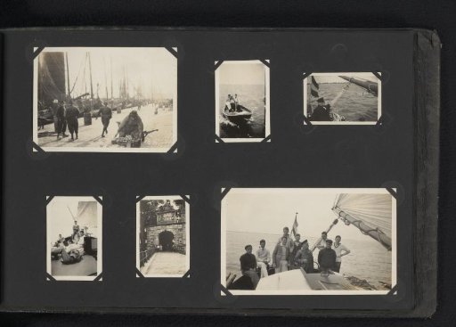 Six photographs of a boat trip with the sailing ship Bries