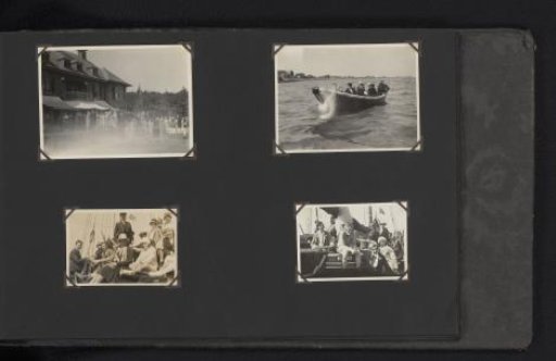 Four photographs of a celebration at the country house De Hooght, Maarn, and a boat trip