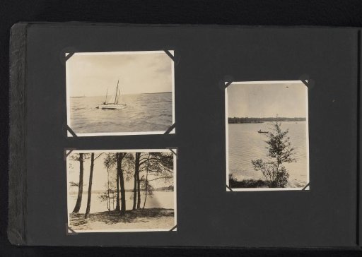 Four photographs of sailing boats and a lake