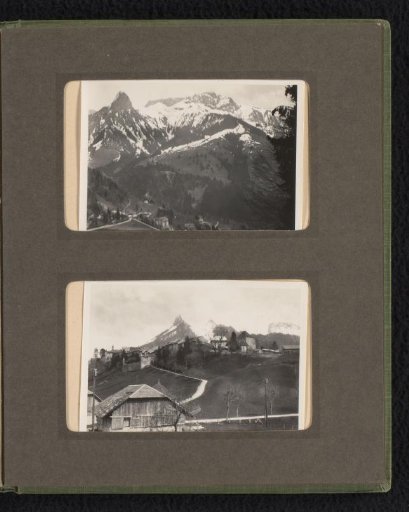 Two photos of the Van den Berg family on holiday in the Alps