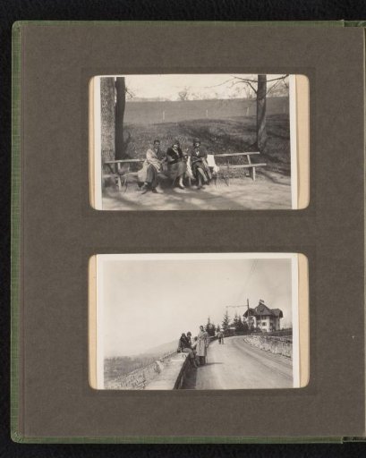 Two photos of the Van den Berg family on holiday in the Alps