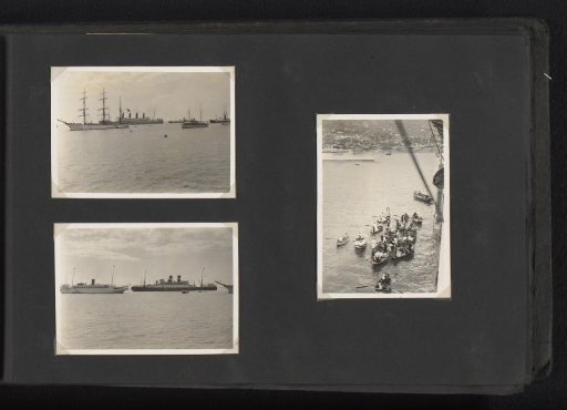 Three photographs of ships off the coast of Madeira