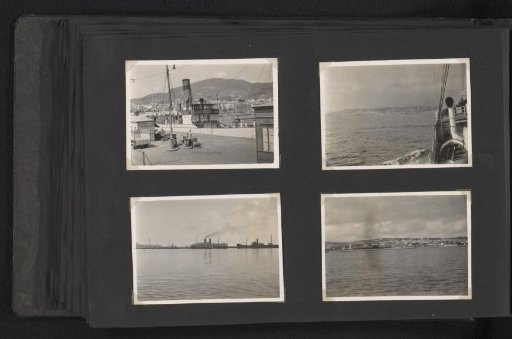 Four photographs of ships in Tenerife, Las Palmas, and a view of Lisbon